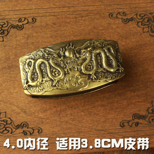 匠心致手工男士纯铜皮带扣铜环圈板扣花纹实心黄铜腰带环铜针扣头