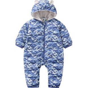拉比婴儿羽绒服连体衣新生儿保暖羽绒加厚爬服男女宝宝羽绒服哈衣