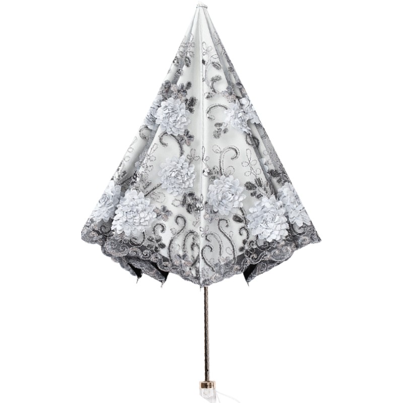 绣花刺绣太阳伞公主防晒遮阳晴雨两用紫外线洋伞黑胶蕾丝女upf50+