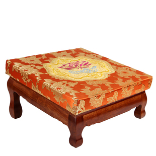 磕头拜垫绣花实木 寺院礼佛跪垫拜椅家用莲花拜凳 禅修蒲团打坐垫