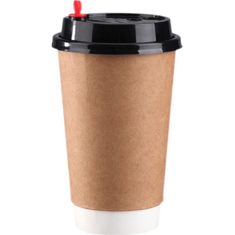 一次性双层牛皮纸杯奶茶店杯子