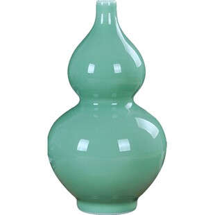 景德镇陶瓷器仿古青釉葫芦花瓶客厅家居装饰品瓷瓶简约工艺品摆件