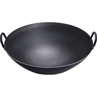 商用双耳老式大号小号铁锅煤气灶专用厨师饭店炒菜锅家用熟铁炒锅