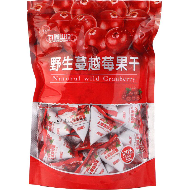 九鑫山珍野生蔓越莓干兴安岭红豆果烘培原料零食特产250g