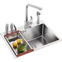 卡贝 手工水槽304不锈钢手工盆加厚洗碗池厨房水池家用洗菜盆单槽