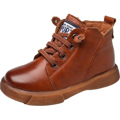 真皮皮鞋男童英伦软底马丁靴秋冬