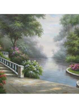 手工欧式风过道横版油画作品定制