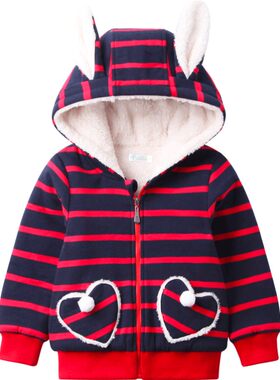 女宝宝外套秋冬季加绒加厚棉服