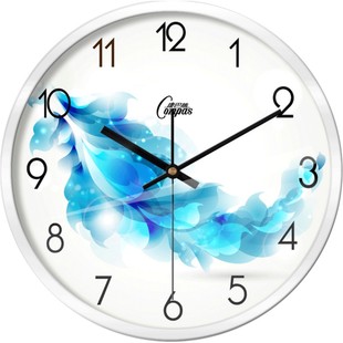 康巴丝钟表客厅卧室创意金属挂钟静音扫描花朵蓝花石英钟118