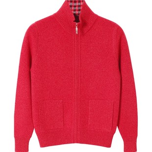 镇店之宝 米皇秋冬新款拉链开衫羊绒衫女加厚纯色休闲纯羊绒外套