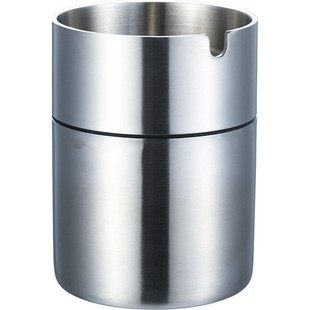 创意潮流时尚304不锈钢加高车内带盖拉丝防风车载烟灰缸加厚汽车