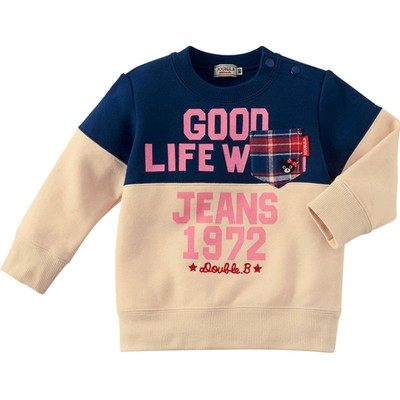 MIKIHOUSEDoubleB复古拼色口袋加绒保暖套头卫衣