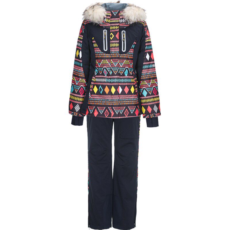 清仓冬季羽绒服印花外套女套装
