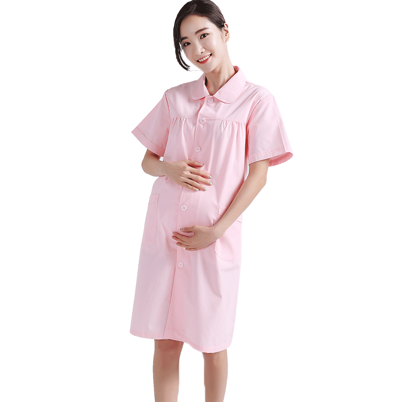 孕妇护士服长袖秋冬装白色粉色蓝色大褂长袖美容院