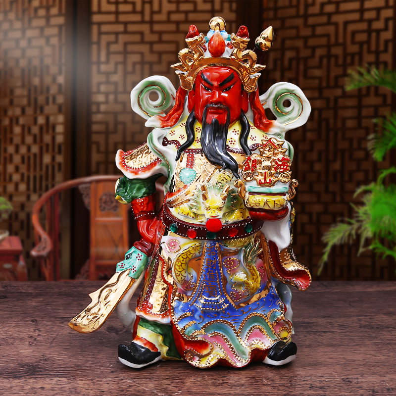陶瓷关公财神爷家用客厅店铺摆件