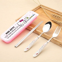 Red KT Box+палочки для палочек без узоров+вилочные ложки