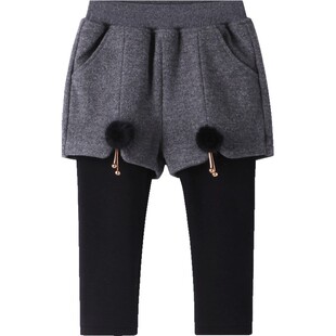 女宝宝打底裤冬装加绒加厚三岁女童秋冬款裙裤儿童假两件小童裤子