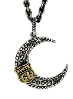 纯银月亮项链朋克风复古吊坠