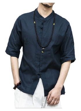 夏季中国风唐装青年短袖汉服佛系