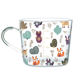 西比尔 丛林大容量带刻度玻璃杯家用牛奶杯高硼硅耐冷热水杯果茶