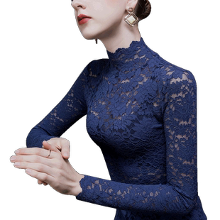 秋冬蕾丝打底衫女高领修身长袖内搭立领洋气时尚加绒2026女装上衣