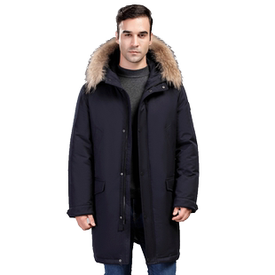 寒布仕男士羽绒服 中长款大毛领爸爸装 加厚鹅绒冬季保暖外套1890