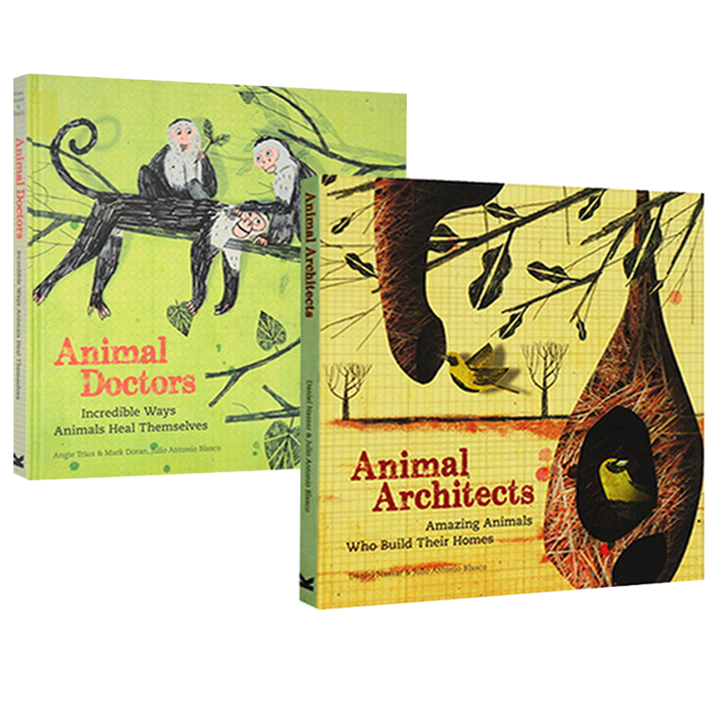 英文原版 Animal Architects/Doctors 动物专家系列2本：动物建筑师动物医生 小学STEM科普与艺术的汇合 精装翻翻书