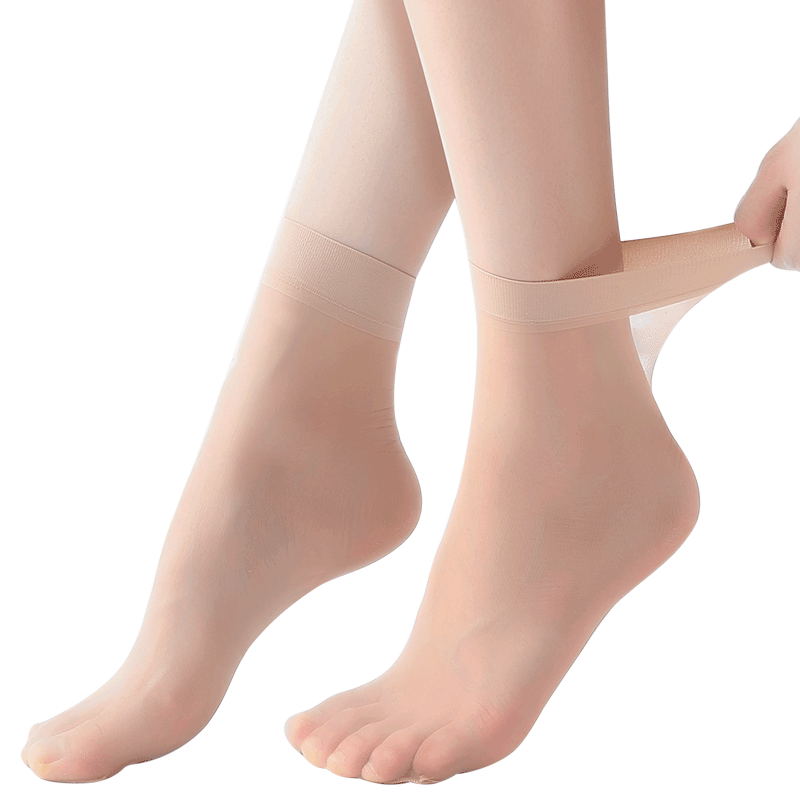 阿凡迪丝袜女短薄款夏季防勾丝女袜水晶丝短袜肉色脚尖透明袜子