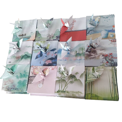 好看折纸古风印花千纸鹤diy