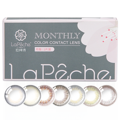 拉拜诗lapeche美瞳月抛花见隐形近视眼镜1片装小直径自然官网sk
