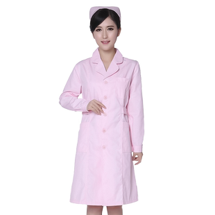 护士服长袖春秋季白大褂女医生粉红色美容短袖实习工作服纹绣师服