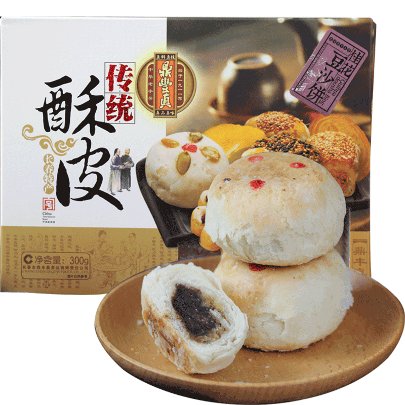 鼎丰真桂花豆沙饼传统老式手工酥皮点心糕点零食长春特产小吃300g