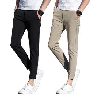夏季九分裤男修身小脚裤男士休闲裤韩版潮流裤子男春夏薄款速干裤
