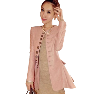 粉色毛呢外套女中长款韩版2025新款短款小香风显瘦小个子呢子大衣