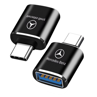 本派车载转接头适用于26款奔驰GLC300/GLA/CLB 200/C260l充电器TypeC转换器USB接口E300L手机数据线连接优U盘