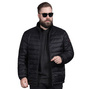 秋冬新款加大码男士宽松纯色羽绒服胖子立领90白鸭绒轻薄款外套男