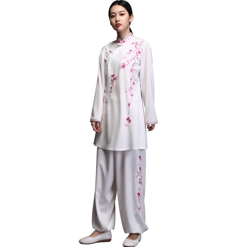 言一飘逸春秋棉麻比赛表演太极服