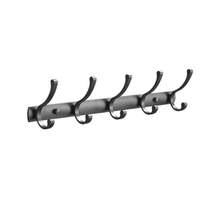 黑色浴室衣服挂钩一排长条卫生间毛巾免打孔进门玄关墙壁挂试衣柜