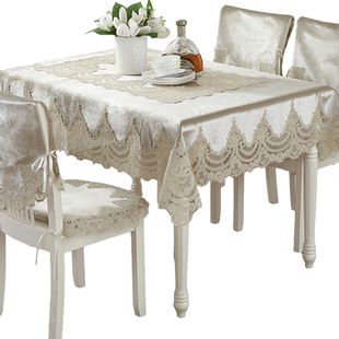 白色现代桌布布艺欧式餐桌布美式茶几布ins风奢华家用小台布桌垫