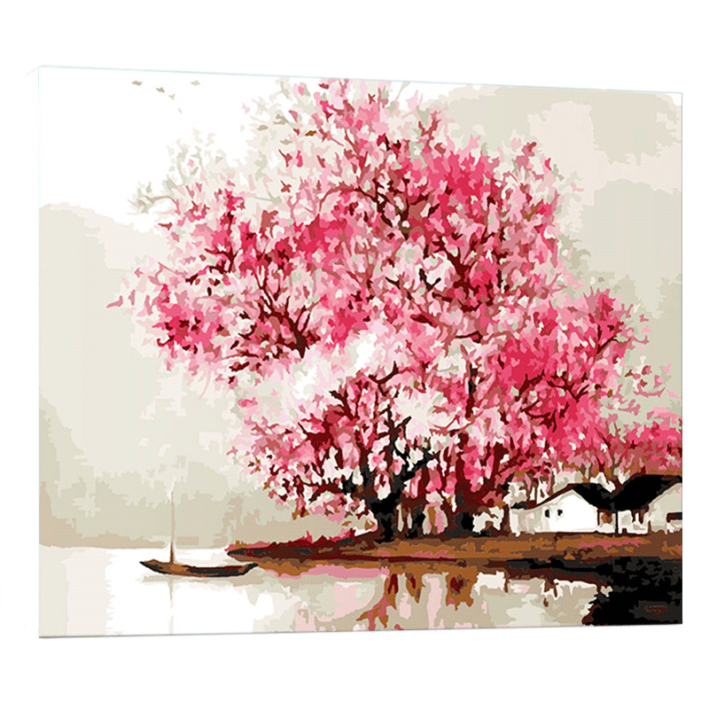 diy数字油画客厅风景花卉手绘