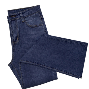 2025新款阔腿直筒牛仔裤女秋冬加绒高腰修身显瘦微喇叭八分九分裤