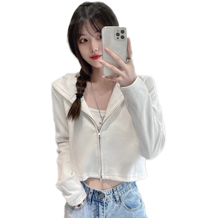 超火cec连帽开衫卫衣女春秋薄款2026年新款拉链短款上衣外套潮ins