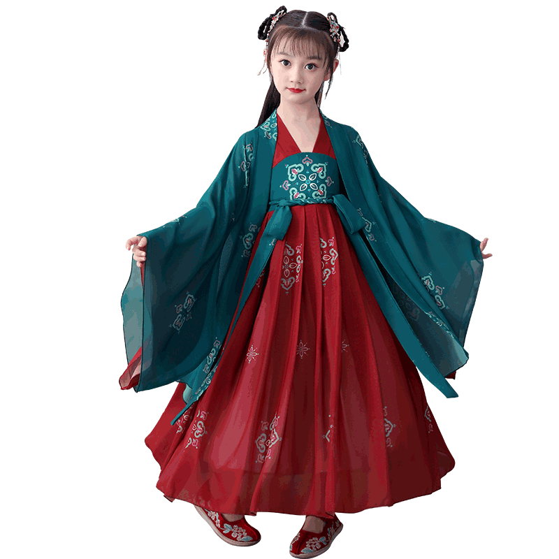 儿童汉服春秋款童装襦裙女仙女超仙古装大童中国风女童夏唐装10岁