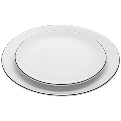 日式白色圆形刀叉陶瓷盘子