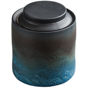 伊文陶瓷 半斤茶叶罐 密封罐子储茶罐大号家用普洱茶防潮茶仓复古