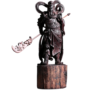 印度小叶紫檀关公摆件手工整料雕刻含底座武财神木雕佛像神像