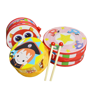 木制宝宝双面小军鼓手拍敲鼓卡通铃鼓敲鼓儿童摇铃鼓早教音乐教具