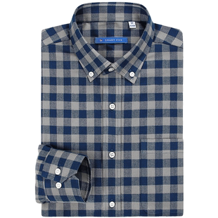 【打折】鲁泰面料法兰绒休闲衬衣男百搭宽松加厚磨毛格子外套衬衫