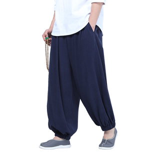尚远中国风夏季休闲裤灯笼裤棉男裤打坐禅意裤僧裤居士裤禅修裤