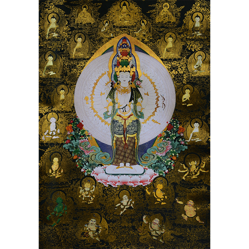 镀金画心客厅三色装裱卷轴挂画